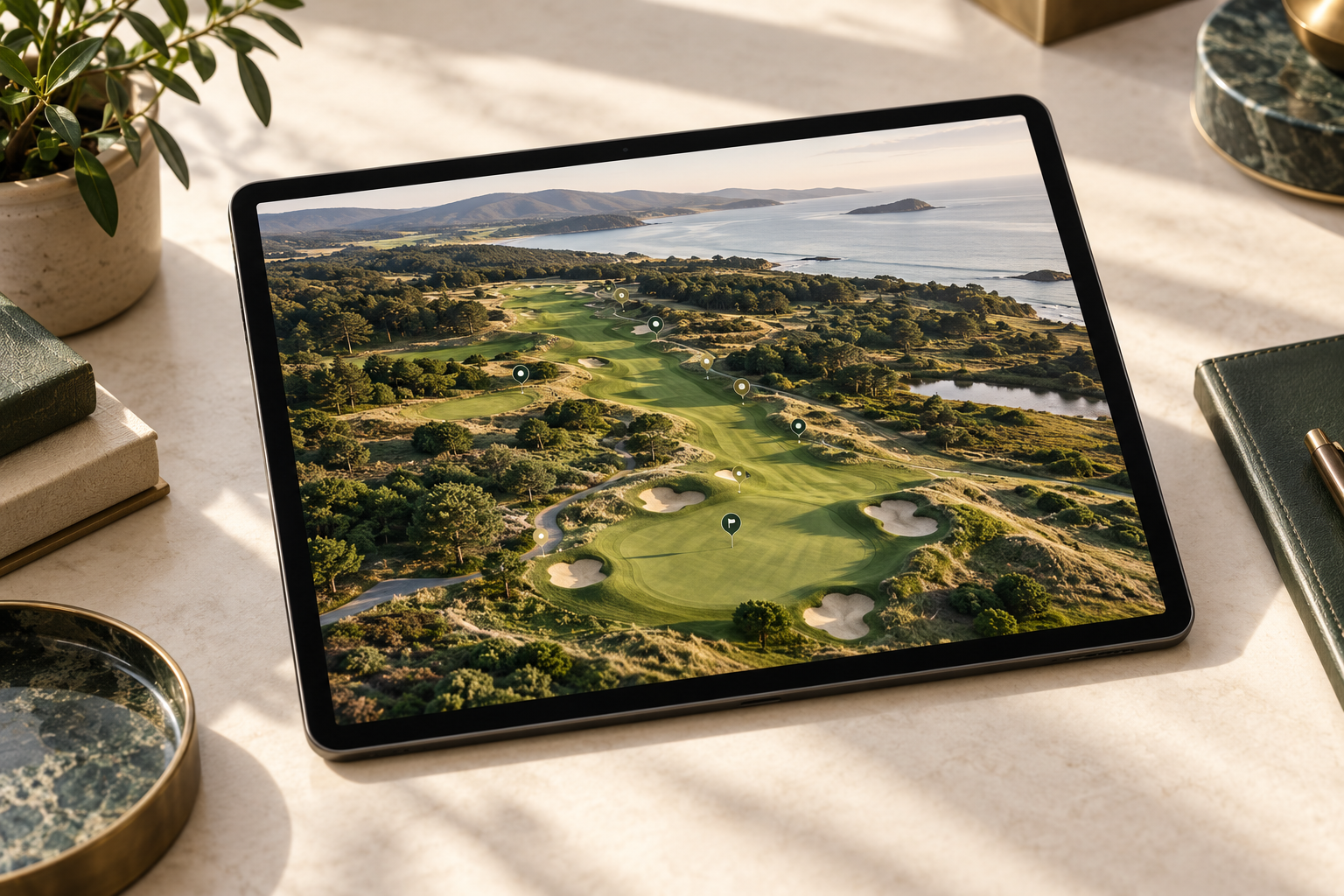 An interactive course experience displayed on a tablet